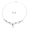 Lapis Lazuli Beaded Heart Charm Necklace 25 Inches and Heart Earrings in Stainless Steel 6.00 ctw - Sticky add to cart bar