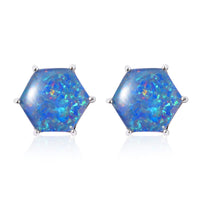 4.50 ctw Australian Boulder Opal Triplet Solitaire Stud Earrings in Rhodium Over Sterling Silver