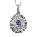 Tanzanite and Zircon Cluster Pendant Necklace 20 Inches in Platinum Over Sterling Silver 1.75 ctw - Sticky add to cart bar