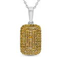 Blue Diamond (IR) Baguette Shape Cocktail Pendant Necklace (18 Inches) in Blue Rhodium & Platinum Over Sterling Silver 0.50 ctw - Sticky add to cart bar