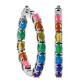 Multi Welo Opal 3.60 ctw Hoop Earrings in Platinum Over Sterling Silver - Sticky add to cart bar