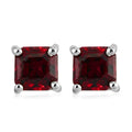 Asscher Cut Anthill Garnet Solitaire Stud Earrings in Platinum Over Sterling Silver 0.75 ctw - Sticky add to cart bar