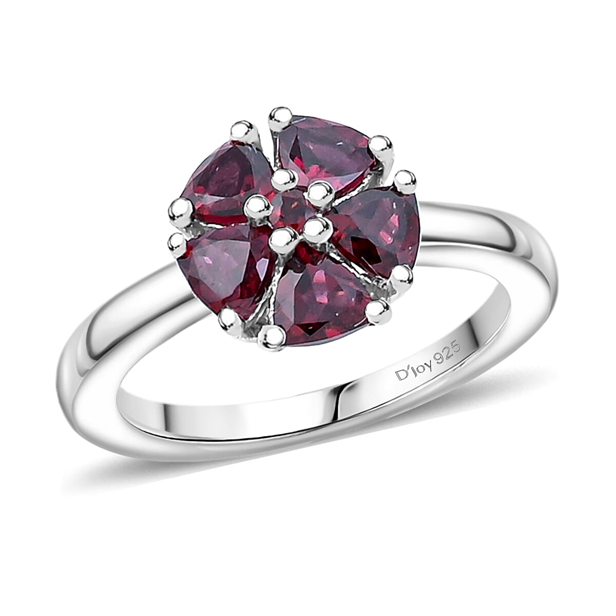 Arizona Anthill Garnet Flower Ring in Platinum Over Sterling Silver (Size 9.0) 1.40 ctw