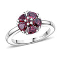Arizona Anthill Garnet Flower Ring in Platinum Over Sterling Silver (Size 9.0) 1.40 ctw - Sticky add to cart bar