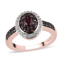 Pyrope Garnet and Zircon Ring in Vermeil Rose Gold Over Sterling Silver 0.70 ctw