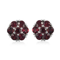 Anthill Garnet Flower Stud Earrings in Platinum Over Sterling Silver 2.00 ctw - Sticky add to cart bar