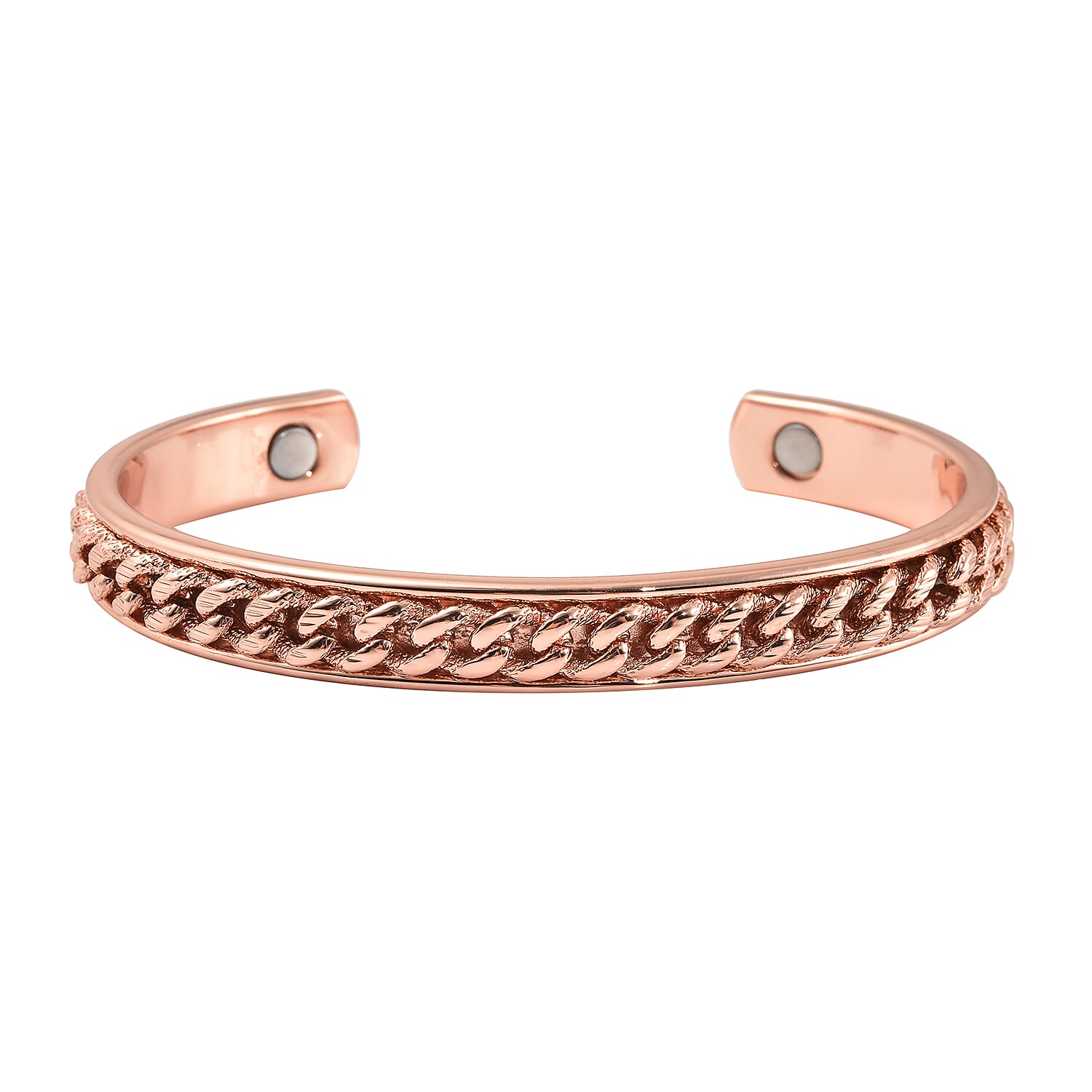 Magnetic By Design Wave Pattern Adjustable Cuff Bracelet in Rosetone (6.50 In)