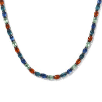 41.50 ctw Multi Gemstone Tennic Necklace 18 Inches in Platinum Over Sterling Silver 19.50 Grams