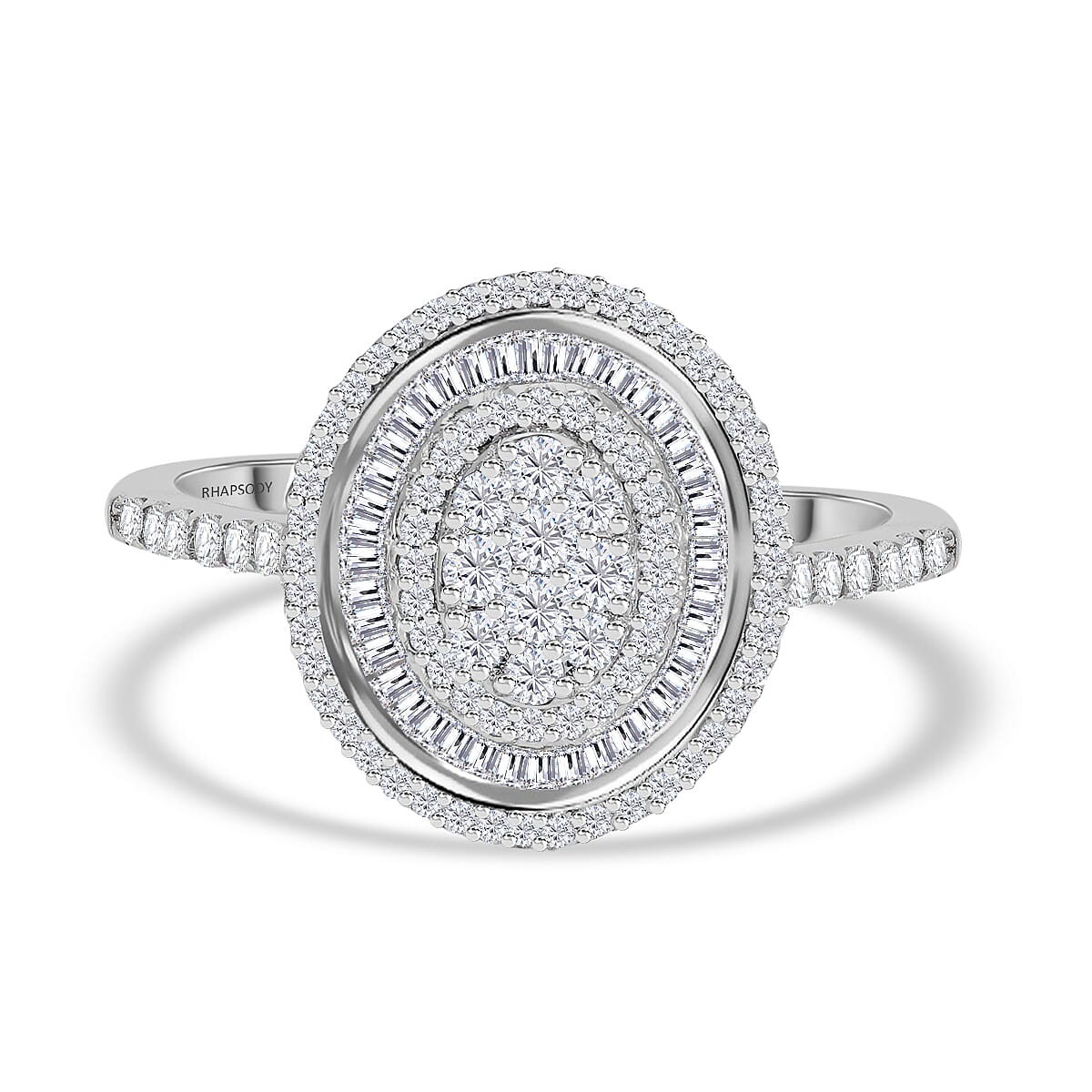 RHAPSODY IGI Certified Diamond E-F VS Cluster Ring in 950 Platinum 6.40 Grams 1.00 ctw