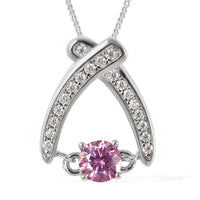 0.60 ctw Pink Moissanite and White Moissanite Sword Inspired Pendant Necklace 18 Inches in Rhodium Over Sterling Silver