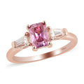 1.35 ctw Pink Moissanite and White Moissanite Ring in Vermeil Rose Gold Over Sterling Silver (Size 9.0) - Sticky add to cart bar