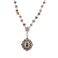 34.00 ctw Natural Merelani Color Change Garnet and Zircon Necklace 18 Inches in Platinum Over Sterling Silver (7.75 Grams