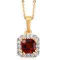 Brazilian Cherry Citrine and Zircon Halo Pendant Necklace 20 Inches in Vermeil Yellow Gold Over Sterling Silver 1.25 ctw - Sticky add to cart bar