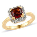 Brazilian Cherry Citrine and Natural White Zircon Halo Ring in Vermeil Yellow Gold Over Sterling Silver (Size 11.0) 1.30 ctw - Sticky add to cart bar