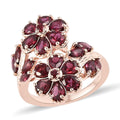 Anthil Garnet Bypass Ring in Vermeil Rose Gold Over Sterling Silver (Size 10.0) 3.15 ctw - Sticky add to cart bar