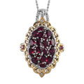 Anthill Garnet Cluster Pendant Necklace 20 Inches in Vermeil Yellow Gold and Platinum Over Sterling Silver 3.85 ctw - Sticky add to cart bar