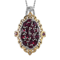 Anthill Garnet Cluster Pendant Necklace 20 Inches in Vermeil Yellow Gold and Platinum Over Sterling Silver 3.85 ctw