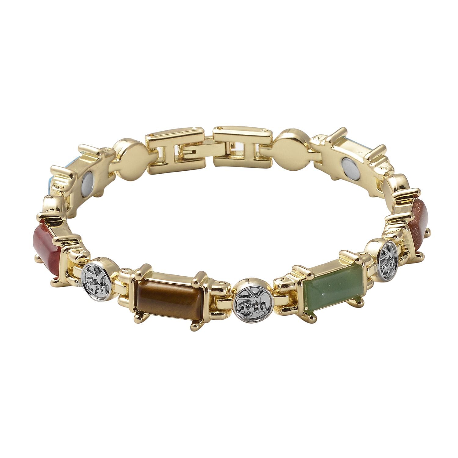Magnetic By Design Multi Gemstone Bracelet in Dualtone (6.50 In) 20.00 ctw