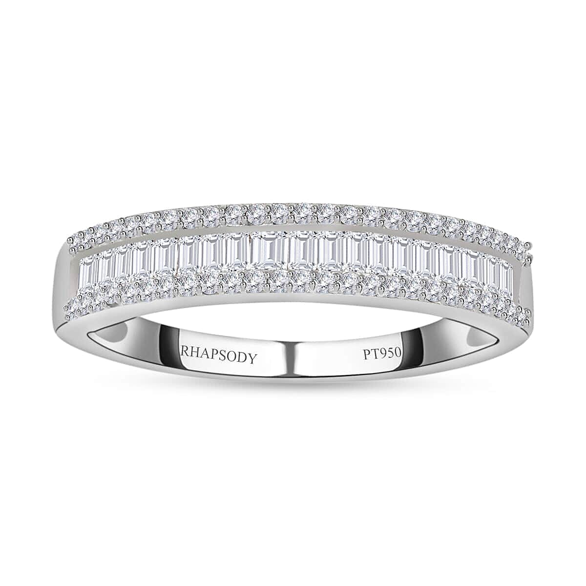 RHAPSODY IGI Certified 950 Platinum E-F VS Diamond Band Ring 3.65 Grams 0.50 ctw