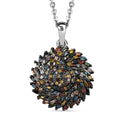 Multi Diamond Cocktail Pendant Necklace 20 Inches in Rhodium and Platinum Over Sterling Silver 1.10 ctw - Sticky add to cart bar