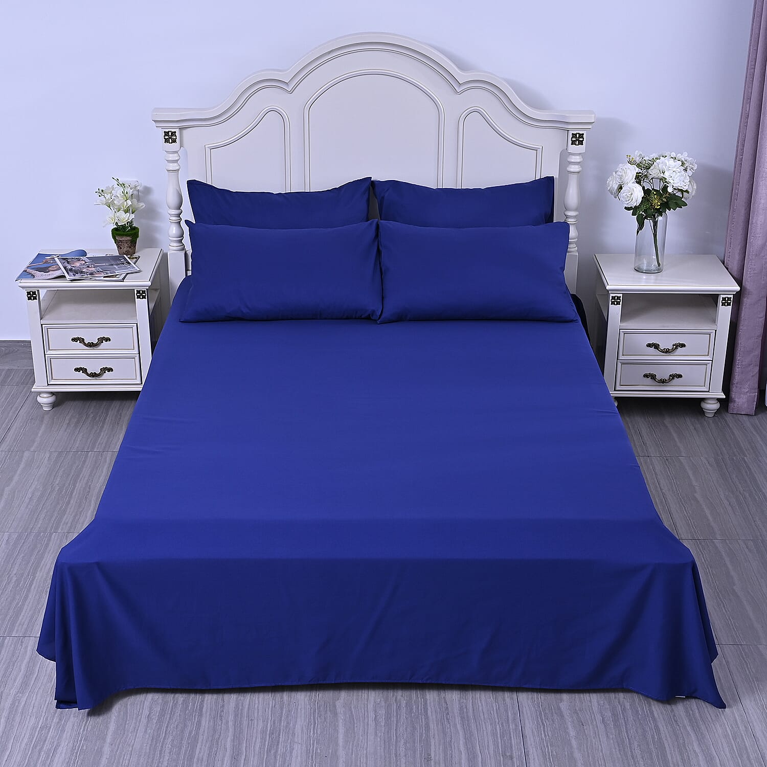 HOMESMART Blue Solid 6pcs Sheet Set - Twin (100% Polyester) (1)