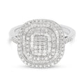 Diamond Cushion Shape Ring in Platinum Over Sterling Silver (Size 10.0) 1.00 ctw - Sticky add to cart bar