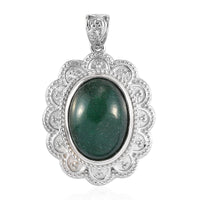 11.80 ctw Green Aventurine Pendant in Platinum Over Copper