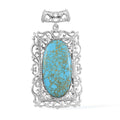 Mojave Blue Turquoise Pendant in Platinum Over Copper with Magnet 16.00 ctw - Sticky add to cart bar