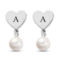 Freshwater White Cultured Pearl Heart Drop Earrings in Platinum Over Sterling Silver - Sticky add to cart bar
