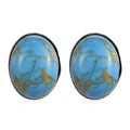 Mojave Blue Turquoise Solitaire Stud Earrings in Sterling Silver 3.20 ctw - Sticky add to cart bar