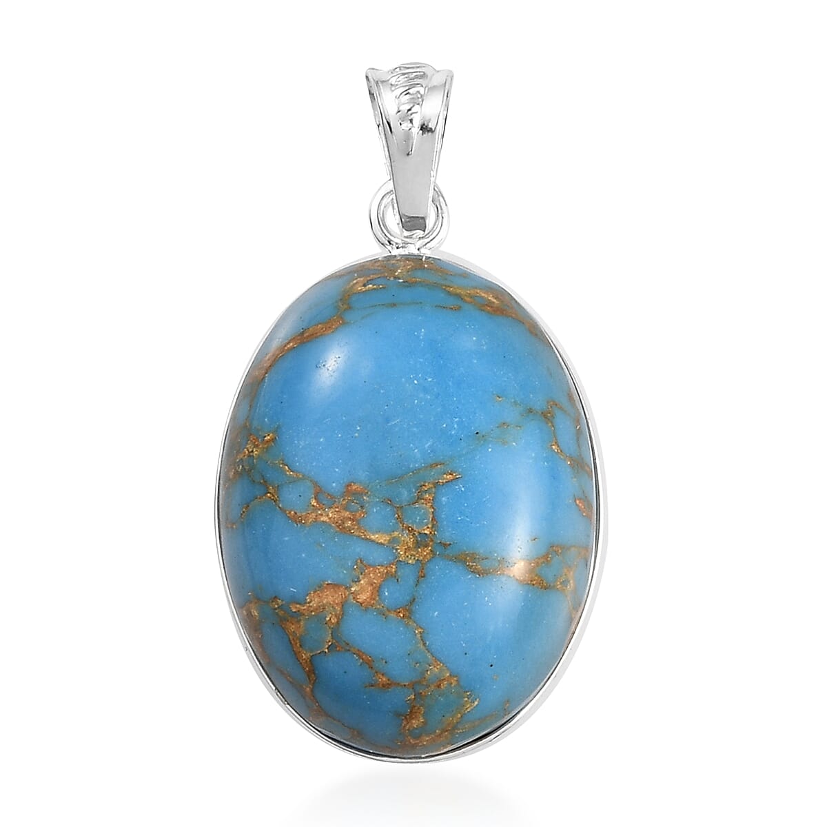 Mojave Blue Turquoise Fancy Pendant in Sterling Silver 13.00 ctw