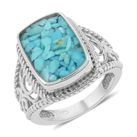 AMERICAN Natural Sleeping Beauty Turquoise Solitaire Ring in Platinum Over Copper with Magnet (Size 10.0) 8.00 ctw