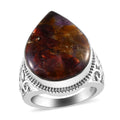 Mozambique Garnet, Citrine and Amethyst Chips Ring in Platinum Over Copper with Magnet (Size 6.0) 8.00 ctw - Sticky add to cart bar