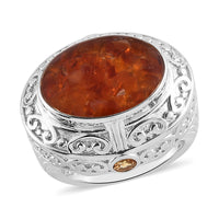 Jalisco Fire Opal Chips, Brazilian Citrine Solitaire Ring in Platinum Over Copper (Size 10.0) 7.50 ctw
