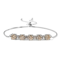 2.50 ctw Yellow Moissanite and White Moissanite Bolo Bracelet in Rhodium Over Sterling Silver