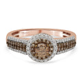 Natural Champagne and White Diamond Ring in Vermeil Rose Gold Over Sterling Silver 1.00 ctw - Sticky add to cart bar