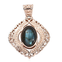 Malagasy Labradorite Pendant in 14K Rose Gold Over Copper with Magnet 6.40 ctw