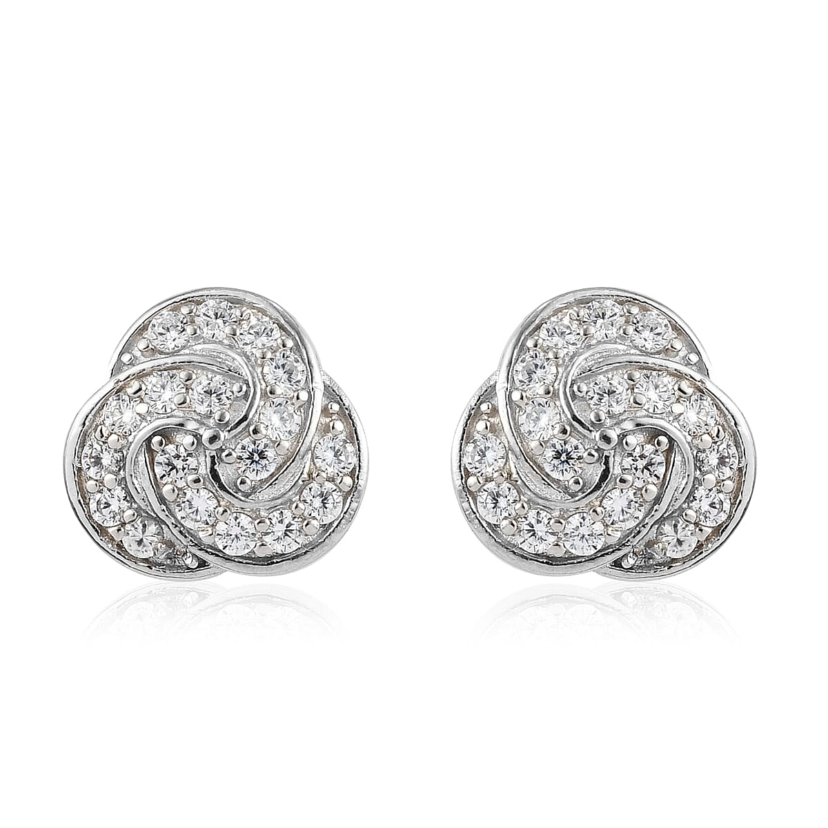 KARIS Simulated Diamond Knotted Stud Earrings in Platinum Bond 1.50 ctw