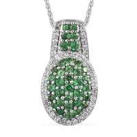 Madagascar Pink Sapphire and Natural White Zircon Cocktail Pendant Necklace 20 Inches in Platinum Over Sterling Silver 1.50 ctw