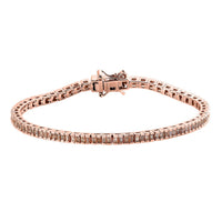 Natural Champagne Diamond Tennis Bracelet in Vermeil Rose Gold Over Sterling Silver (7.25 In) 11.50 Grams 2.00 ctw