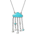 Espirito Santo Aquamarine and Natural White Zircon Enameled Cloud Necklace 18 Inches in Platinum Over Sterling Silver 1.15 ctw - Sticky add to cart bar