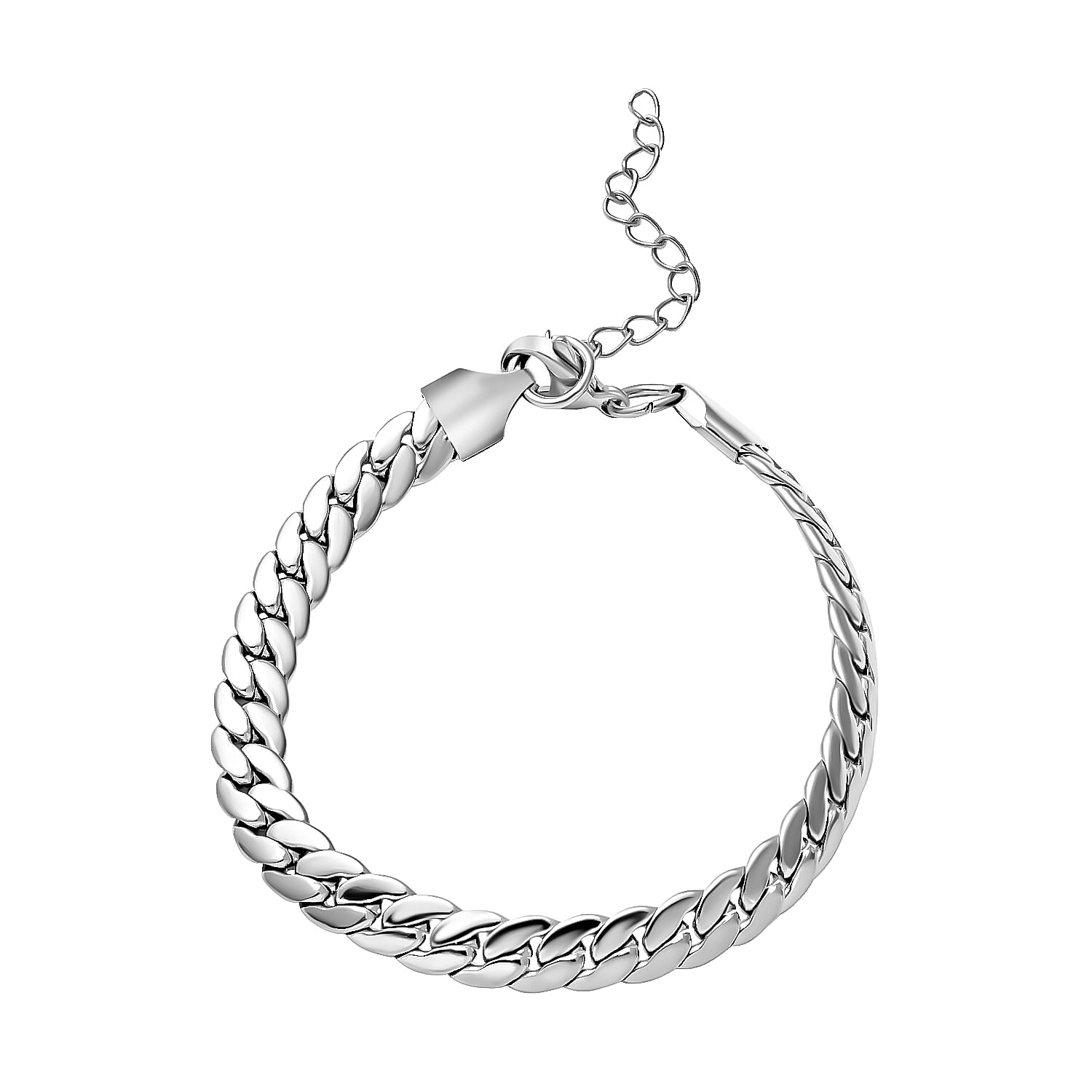 Herringbone Chain Adjustable Bracelet in Stainless Steel (7.50-9.50In) (13.80 g)