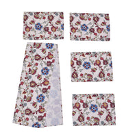 HOMESMART Floral Pattern 70% Polyester, 24% Cotton and 6% Rayon Set of 4 Placemat (13"x18") and Table Runner (13"x72")