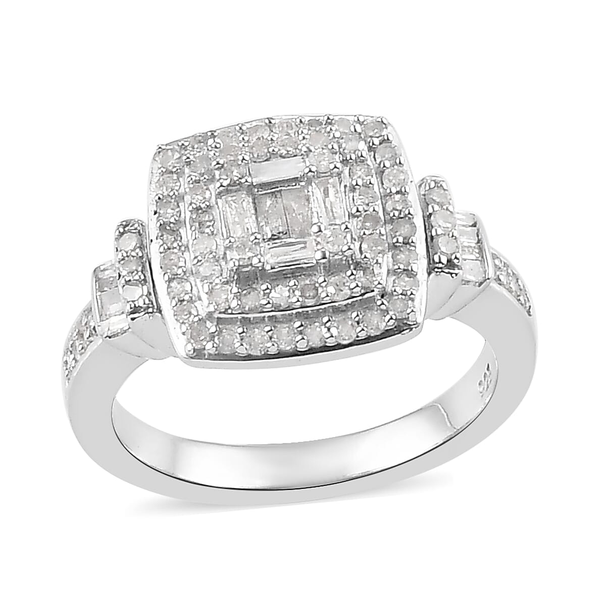 Diamond Ring in Platinum Over Sterling Silver 0.40 ctw