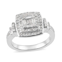 Diamond Ring in Platinum Over Sterling Silver 0.40 ctw