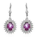 Indian Star Ruby and Natural White Zircon Cocktail Lever Back Earring in Platinum Over Sterling Silver 5.90 ctw - Sticky add to cart bar