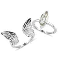 KARIS Montezuma Prasiolite Set of 2 Ring in Platinum Bond 1.60 ctw