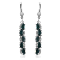 2.40 ctw Teal Grandidierite and Zircon Bar Drop Fancy Earrings in Platinum Over Sterling Silver