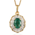 AAA Kagem Zambian Emerald and Diamond Cocktail Pendant Necklace 20 Inches in Vermeil Yellow Gold Over Sterling Silver 1.65 ctw - Sticky add to cart bar