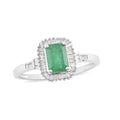 LUXORO 10K White Gold AAA Kagem Zambian Emerald and Diamond Cocktail Ring 2.05 Grams 1.30 ctw - Sticky add to cart bar